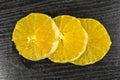 Slices of a sweet orange without a peel.