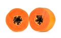 Slices of sweet papaya on white background. Royalty Free Stock Photo