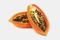 Slices of sweet papaya on white Royalty Free Stock Photo