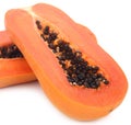 Slices of sweet papaya on white background Royalty Free Stock Photo