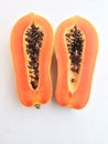 Slices of sweet papaya on white background Royalty Free Stock Photo