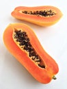 Slices of sweet papaya on white Royalty Free Stock Photo