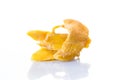 Slices of sweet ripe dried mango on white background Royalty Free Stock Photo