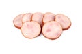 Slices of tasty chicken ham , isolated on white background Royalty Free Stock Photo