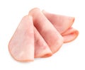 Slices of tasty fresh ham on white