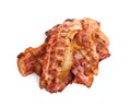 Slices of tasty fried bacon on background Royalty Free Stock Photo