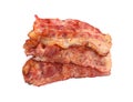Slices of tasty fried bacon on white background Royalty Free Stock Photo