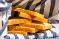 Slices of toast bread in a rustic composition Royalty Free Stock Photo