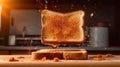 Slices of toast jumping out of the toaster. Generative AI. Royalty Free Stock Photo