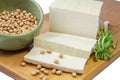 Slices of Tofu and Soybeans Royalty Free Stock Photo