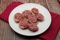 Slices of traditional Italian sausage Zampone di Modena Royalty Free Stock Photo