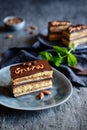 Slices of traditional Opera cake