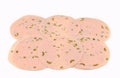Slices of turkey ham with olive pieces Royalty Free Stock Photo