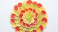 Grapefruit, lemon, lime, and orange, arranged in a circular, overl Royalty Free Stock Photo