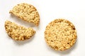 Slices of wheat slimming crispy rice cakes on a white background. rice cake