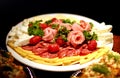 Slices on a white plate. Beautiful serving of appetizers