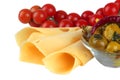 Slices of yellow cheese with olives Royalty Free Stock Photo