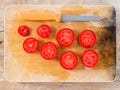 Slicesd and ripe plum Italian tomatoes Royalty Free Stock Photo