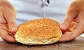 Slicing burger bread