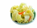 Slicing chinese cabbage and slicing carrot