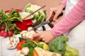 Slicing and preparing cauliflower