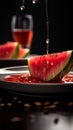 Slicing into Summer: Juicy Watermelon on Porcelain Platter