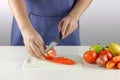 Slicing tomatoes 2 Royalty Free Stock Photo