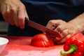 Slicing tomatoes