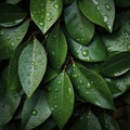 Slick and damp texture of wet leaves, top view background