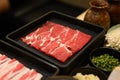 Slide beef in black plate, Slide of beef, Beef and hotpot