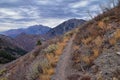 Slide Canyon hiking trail fall leaves mountain landscape view, around Y Trail, Provo Peak, Slate Canyon, Rock Canyon, Wasatch Rock Royalty Free Stock Photo