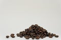 a slide of coffee beans on a bluish-gray background