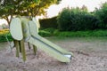 A slide designed in the whimsical shape of an elephant at a playground Royalty Free Stock Photo