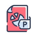 Slide document file paper page single isolated icon with dash or dashed line style