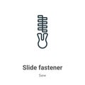 Slide fastener outline vector icon. Thin line black slide fastener icon, flat vector simple element illustration from editable sew