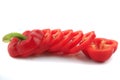 Slide fresh red bell pepper. Sweet pepper. Giant pepper. Isolate on white background. Save with clipping path Royalty Free Stock Photo