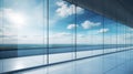Slide Glass wall with balcony overlooking serene sky reflection Royalty Free Stock Photo