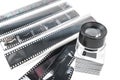 Slide, Loupe and film strips Royalty Free Stock Photo
