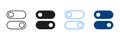 Slide On and Off Black and Color Symbol Collection. Switch Button Icon for Devices User Interface. Toggle Buttons Line Royalty Free Stock Photo