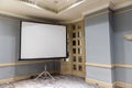 Slide projector white screen in the meeting room