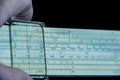 Slide Rule being held by hand Royalty Free Stock Photo