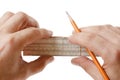 Slide rule in hand Royalty Free Stock Photo