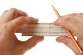 Slide rule in hand Royalty Free Stock Photo