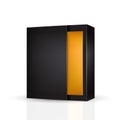 Slide to open modern black, square, orange inside packaging box Royalty Free Stock Photo