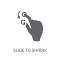 Slide to shrink icon. Trendy Slide to shrink logo concept on white background from Hands collection