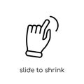 Slide to shrink icon. Trendy modern flat linear vector Slide to