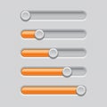 Slider bars. Gray orange volume level console