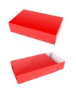 Slider paper carton set. Red box. 3d rendering illustration isolated