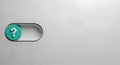 Slider toggle switch button with question mark symbol on green circle isolated on white background representing decision making or Royalty Free Stock Photo