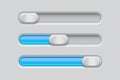 Sliders. Gray blue control level buttons